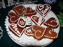 [1] mehrere Herzen aus Lebkuchen