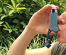 [1] Eine Behandlungsmöglichkeit bei Asthma ist Inhalieren von Medikamenten.