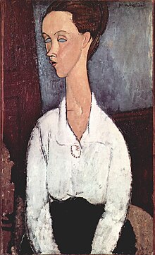 [1] Porträt der Lunia Czechowska mit weißer Bluse (Gemälde von Amadeo Modigliani