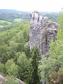 [2] Bastei - Felsenburg Neurathen - die Stein-Formation: der Mönch am Ende der Felsenburg