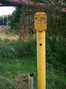 [1] Schild, dass auf eine Leitung mit Erdgas hinweist