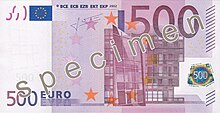 [1] Muster einer Banknote im Wert von 500 Euro