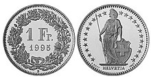 [1] Vorder- und Rückseite der Münze im Wert von einem Franken