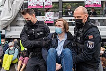 [2] Ausübung physischer Polizeigewalt durch Wegtragen eines Sitzblockierers