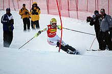 [4] Beim Slalom müssen die Tore exakt angefahren werden.