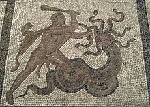 [1] Herakles tötet die Hydra, römisches Mosaik