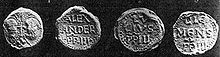 [1] aus dem Archiv von Monreale stammende Bullen aus dem zwölften Jahrhundert: links die Apostelseite, dann Alexander III., Lucius III., Clemens III.