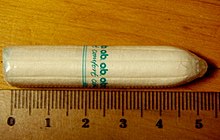 [1] Hygieneprodukt: ein unbenutzter, originalverpackter Tampon