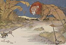 [1] Illustration zu Äsops Fabel „Der Löwe und das Mäuschen“
