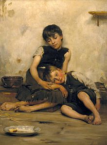 [1] „Orphans“ (1885) von Thomas Benjamin Kennington zeigt zwei Waisen