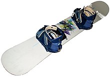 [1] Snowboard mit Soft-Bindung (90er Jahre)